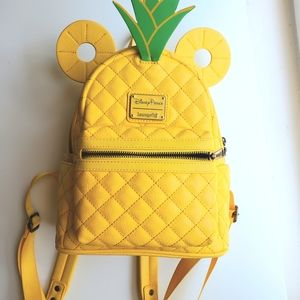 Mickey Ear Pineapple Disney Parks Yellow Loungefly Mini Backpack